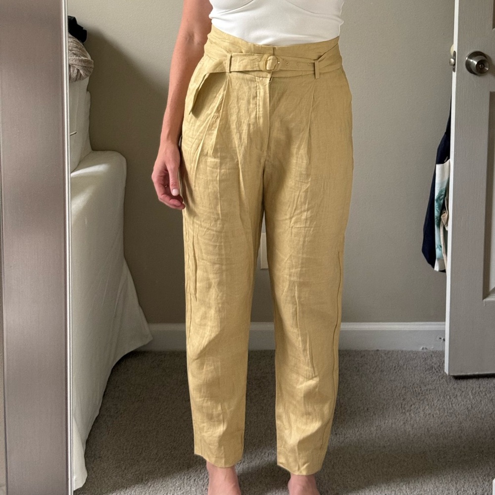 Mango Linen High-Waisted Trousers